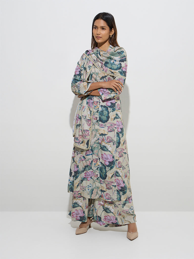 Zuba Multicolour Floral Printed Palazzos