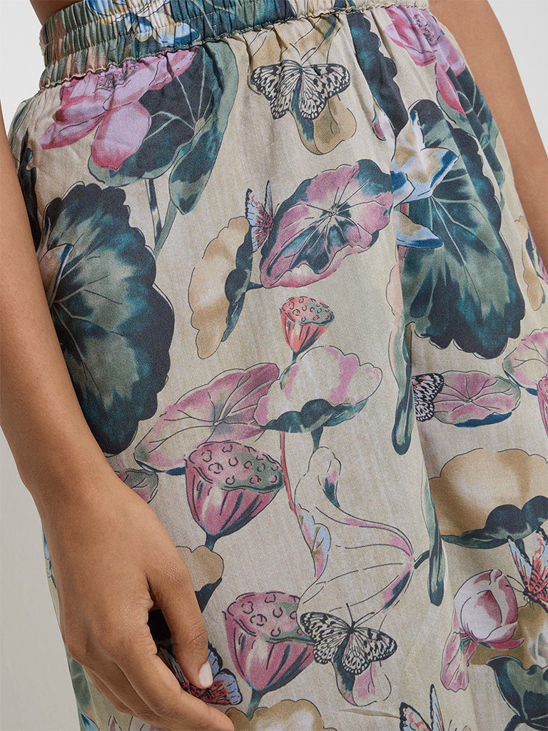 Zuba Multicolour Floral Printed Palazzos