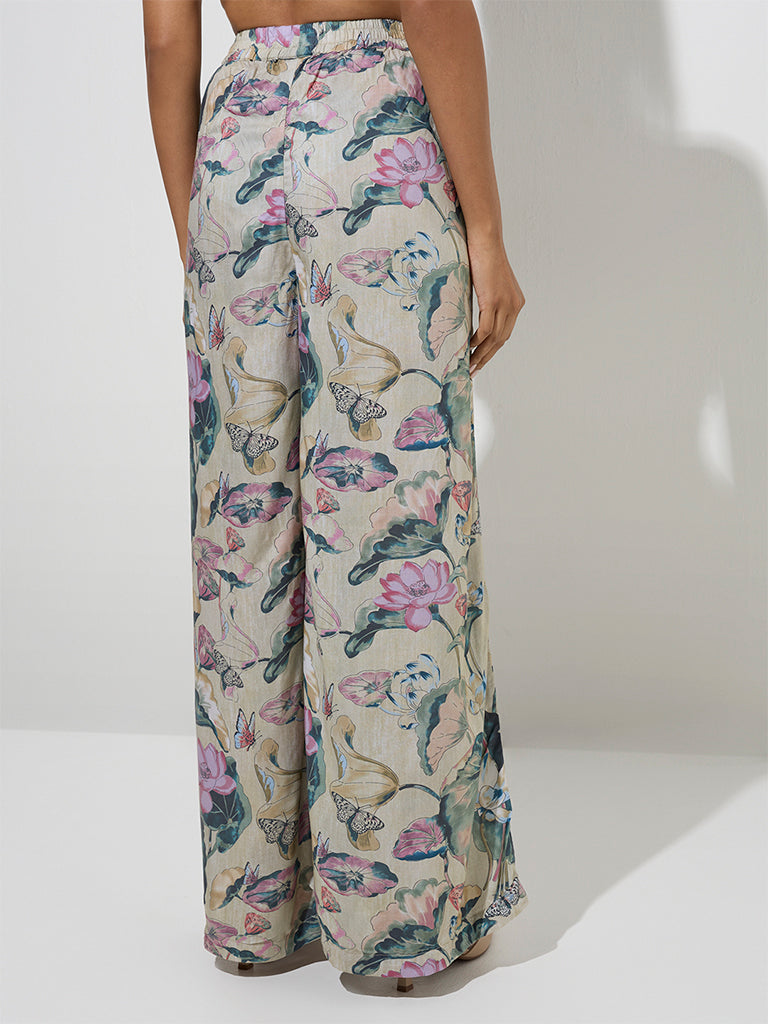Zuba Multicolour Floral Printed Palazzos