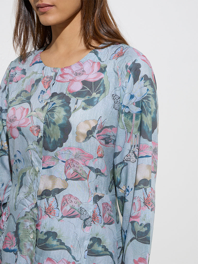 Zuba Multicolour Floral Printed A-Line Kurta