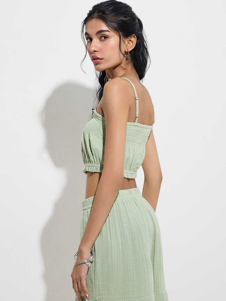 Bombay Paisley Sage Smocked Cotton Top