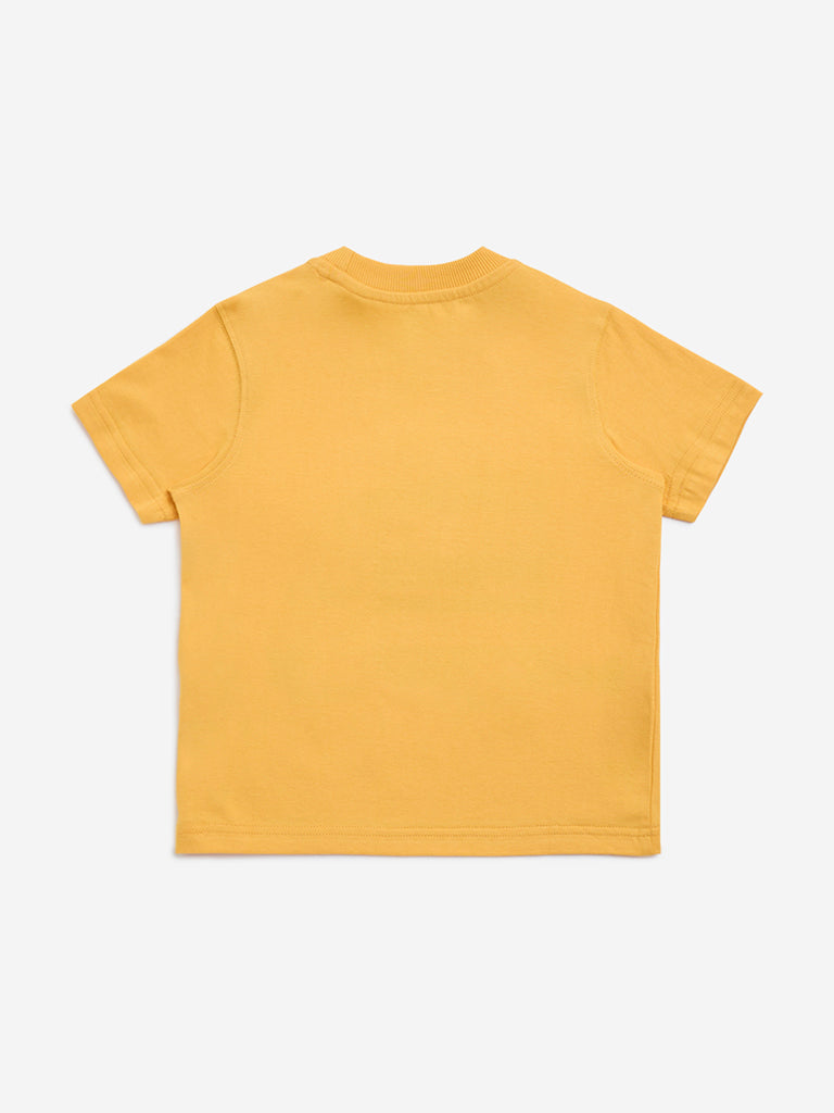 HOP Kids Orange Printed Cotton T-Shirt