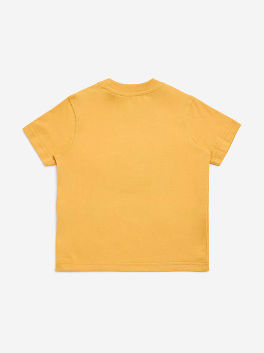 HOP Kids Orange Printed Cotton T-Shirt