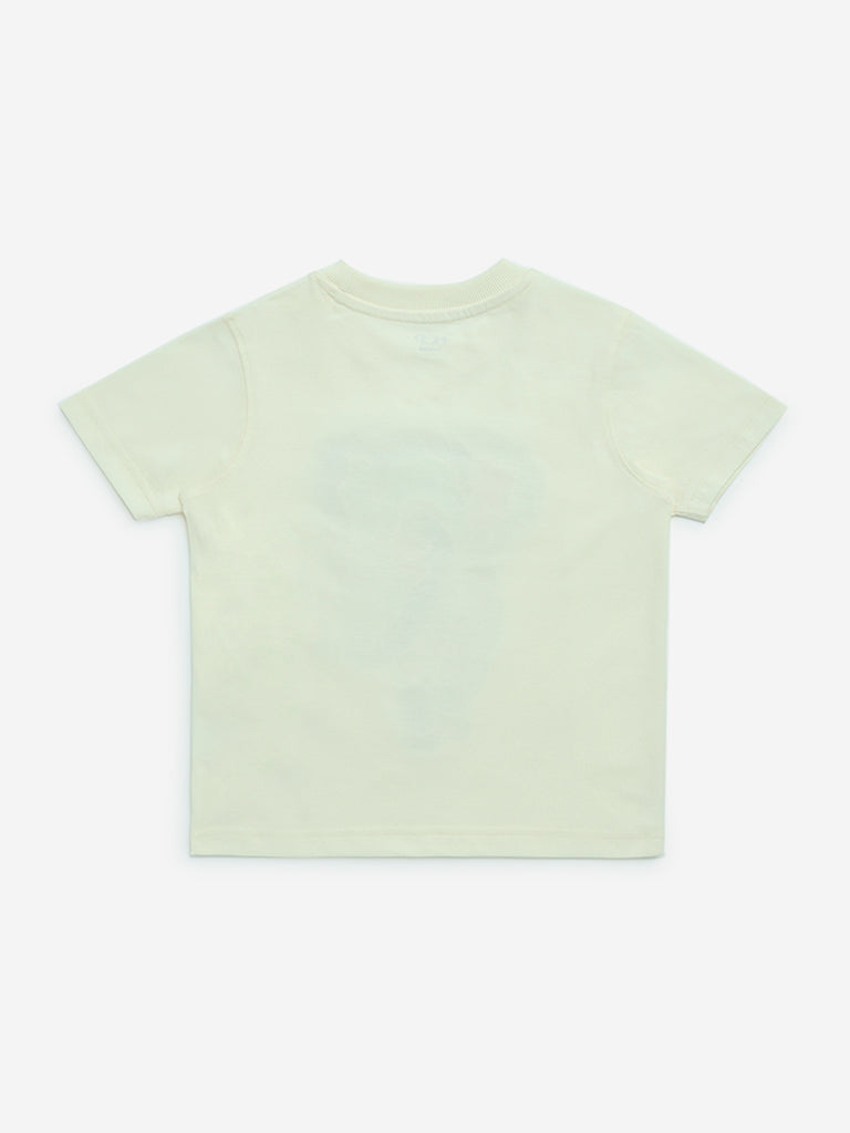 HOP Kids Off-White Animal Printed Cotton T-Shirt