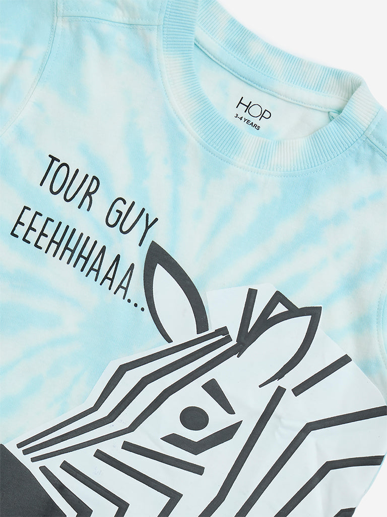 HOP Kids Blue Animal Design Cotton T-Shirt