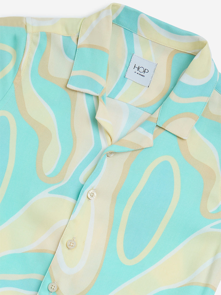HOP Kids Multicolour Marble Printed Resort-Fit Shirt