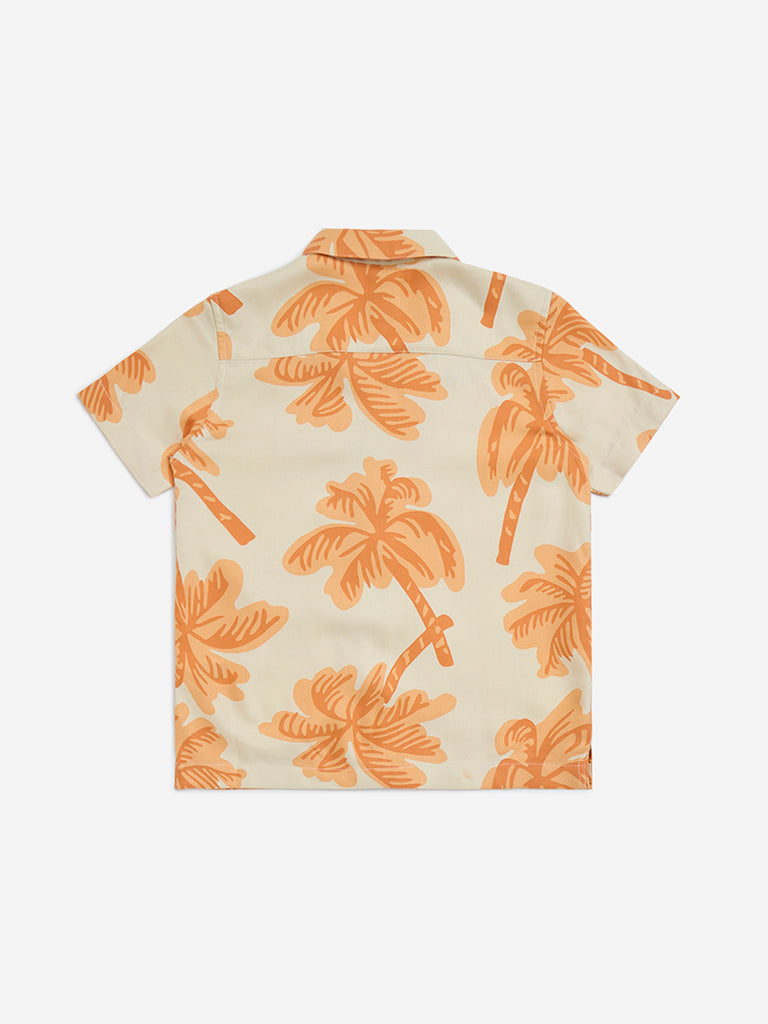 HOP Kids Orange Topical-Inspired Resort-Fit Shirt