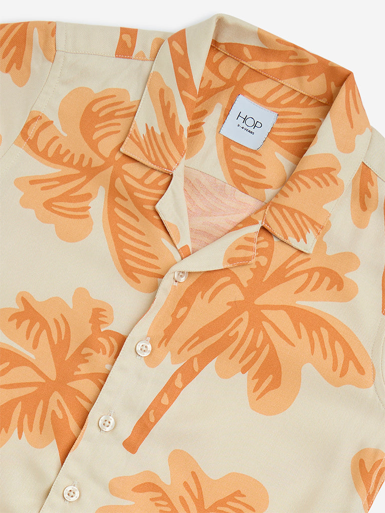 HOP Kids Orange Topical-Inspired Resort-Fit Shirt