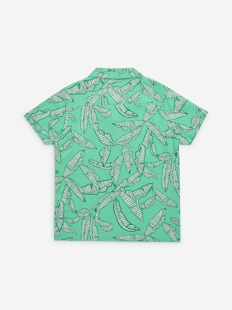 HOP Kids Green Leaf Printed Shirt