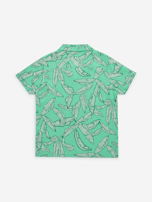 HOP Kids Green Leaf Printed Shirt