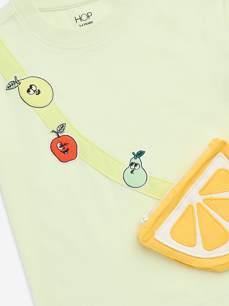 HOP Kids Lime Fruit Printed Cotton T-Shirt