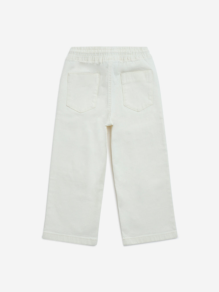 HOP Kids White Relaxed-Fit High-Rise Jeans