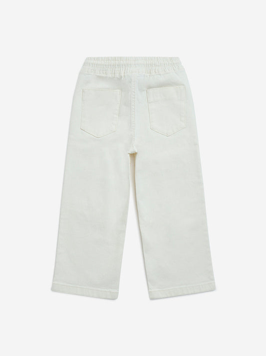 HOP Kids White Relaxed-Fit High-Rise Jeans