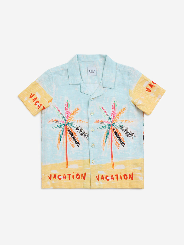 HOP Kids Blue Tropical-Inspired Shirt
