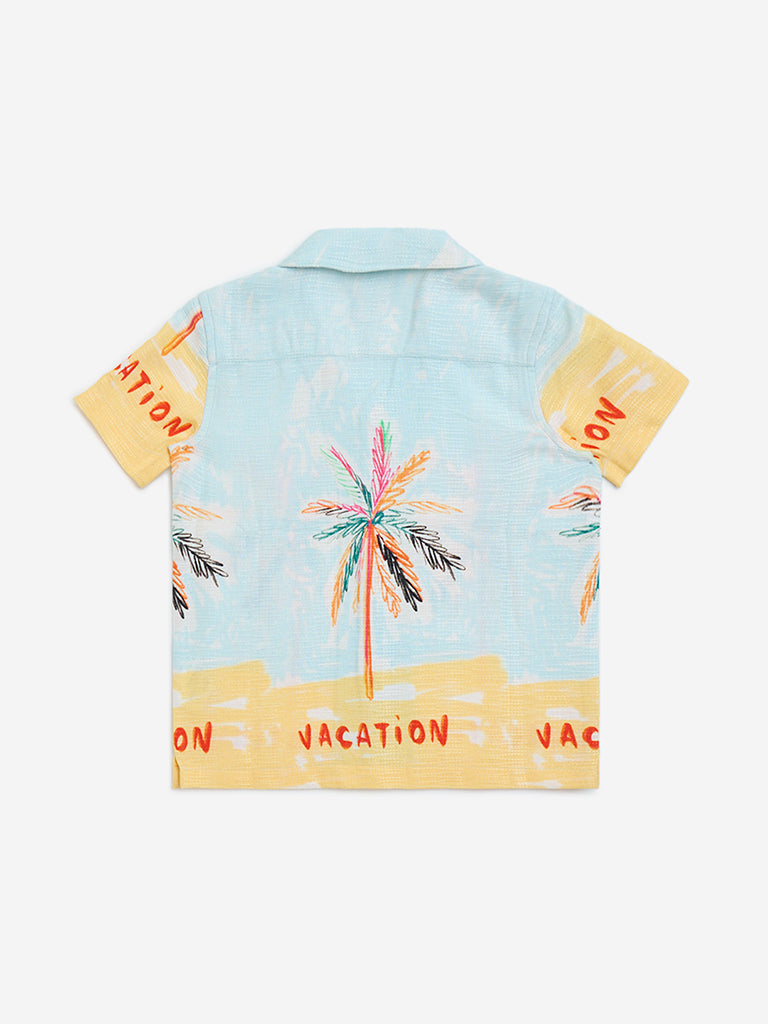 HOP Kids Blue Tropical-Inspired Shirt