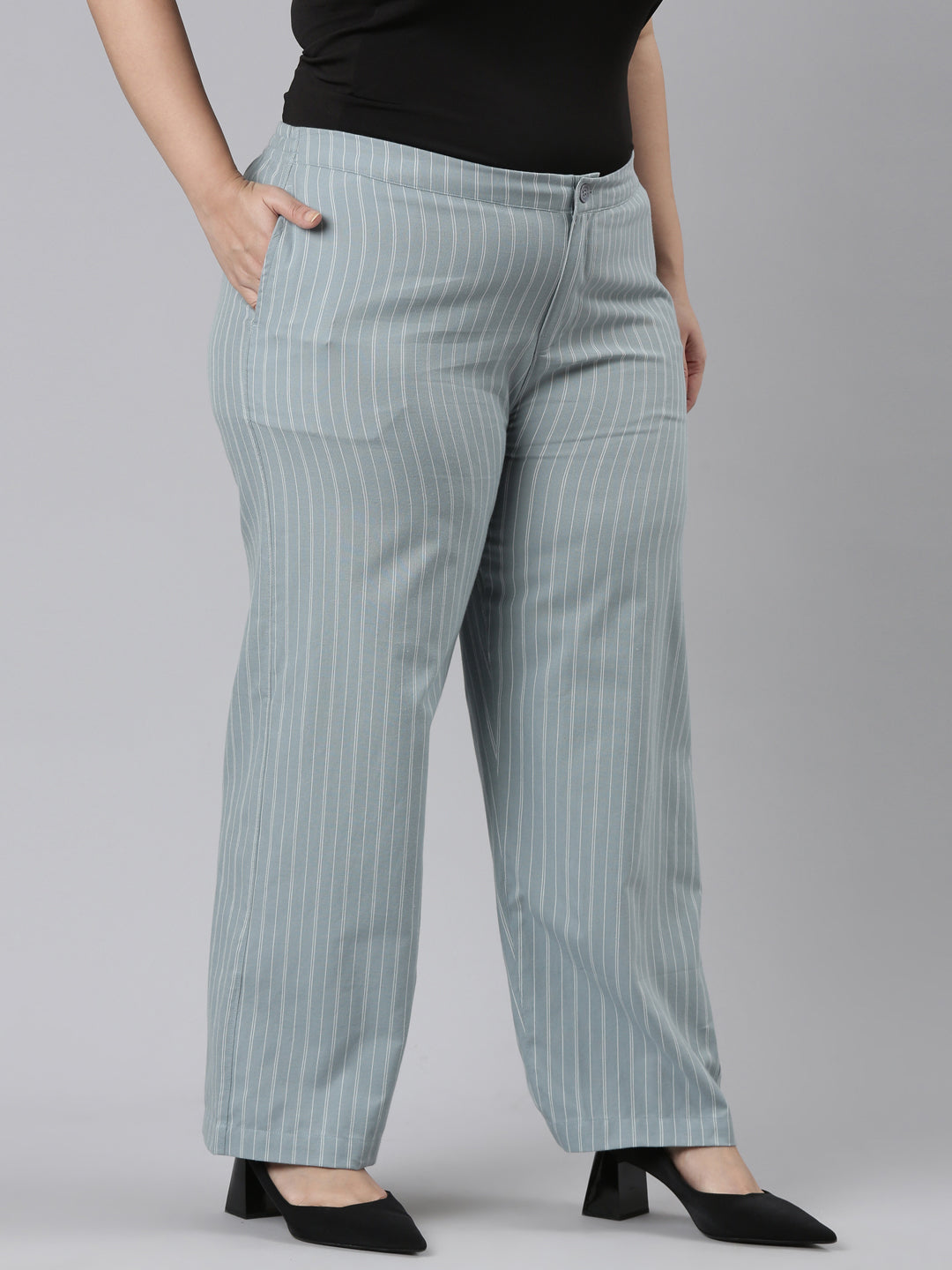 Blue Cotton Stripes Cargo Pant