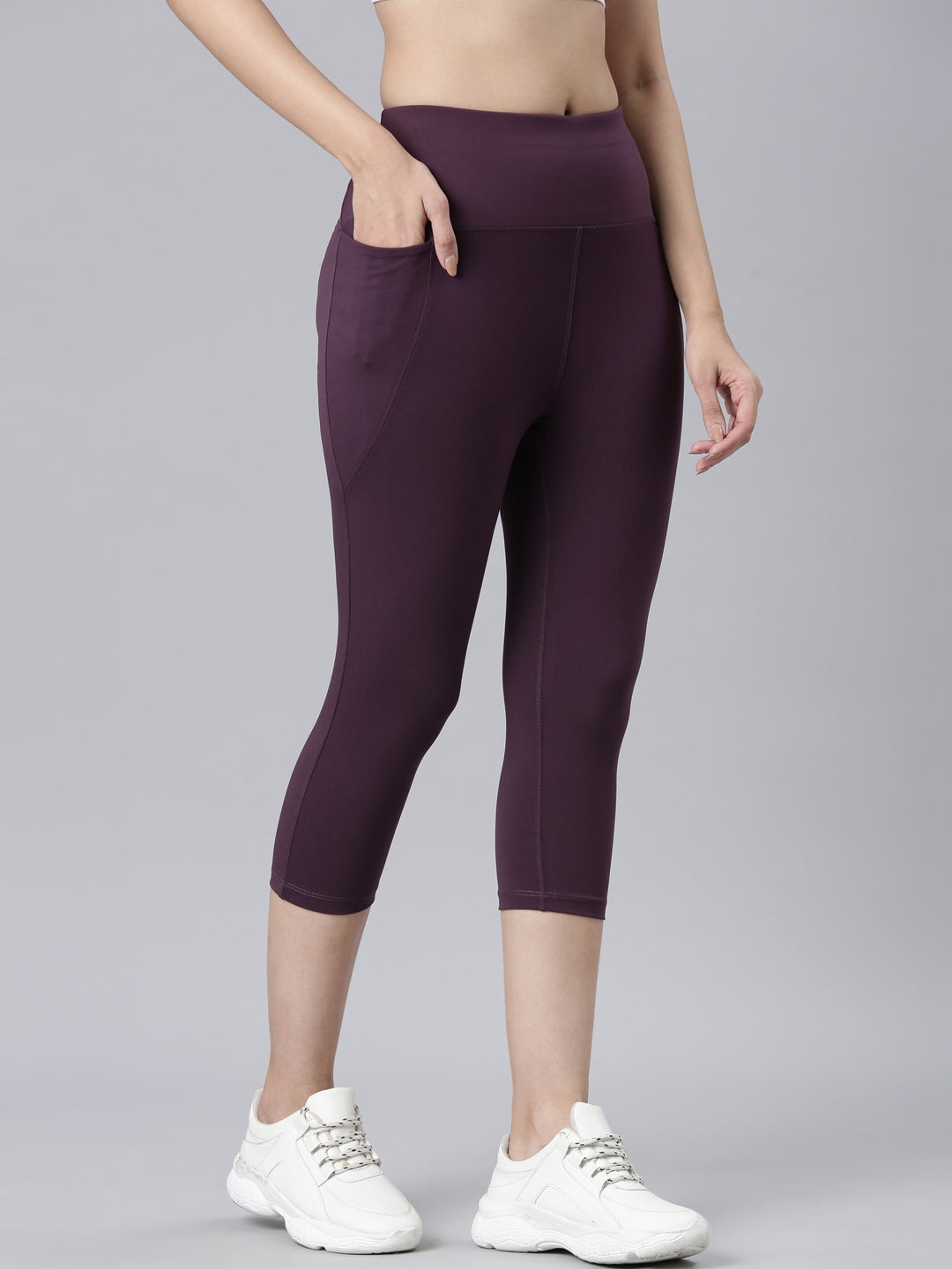 Purple Poly Stretch Training Capri