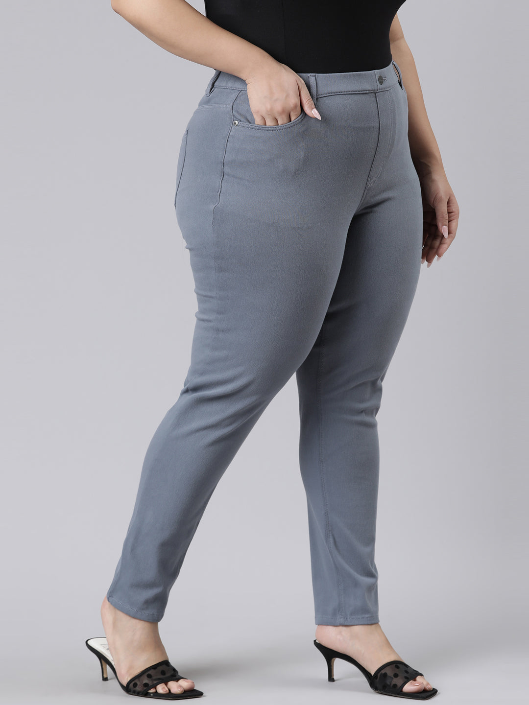 Jeans Blue Cotton Polyester Super Stretch Jeggings