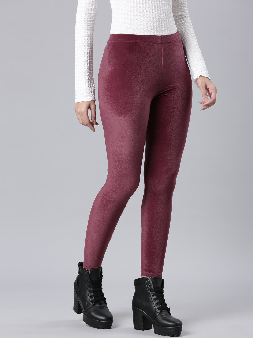 Maroon Velour Leggings