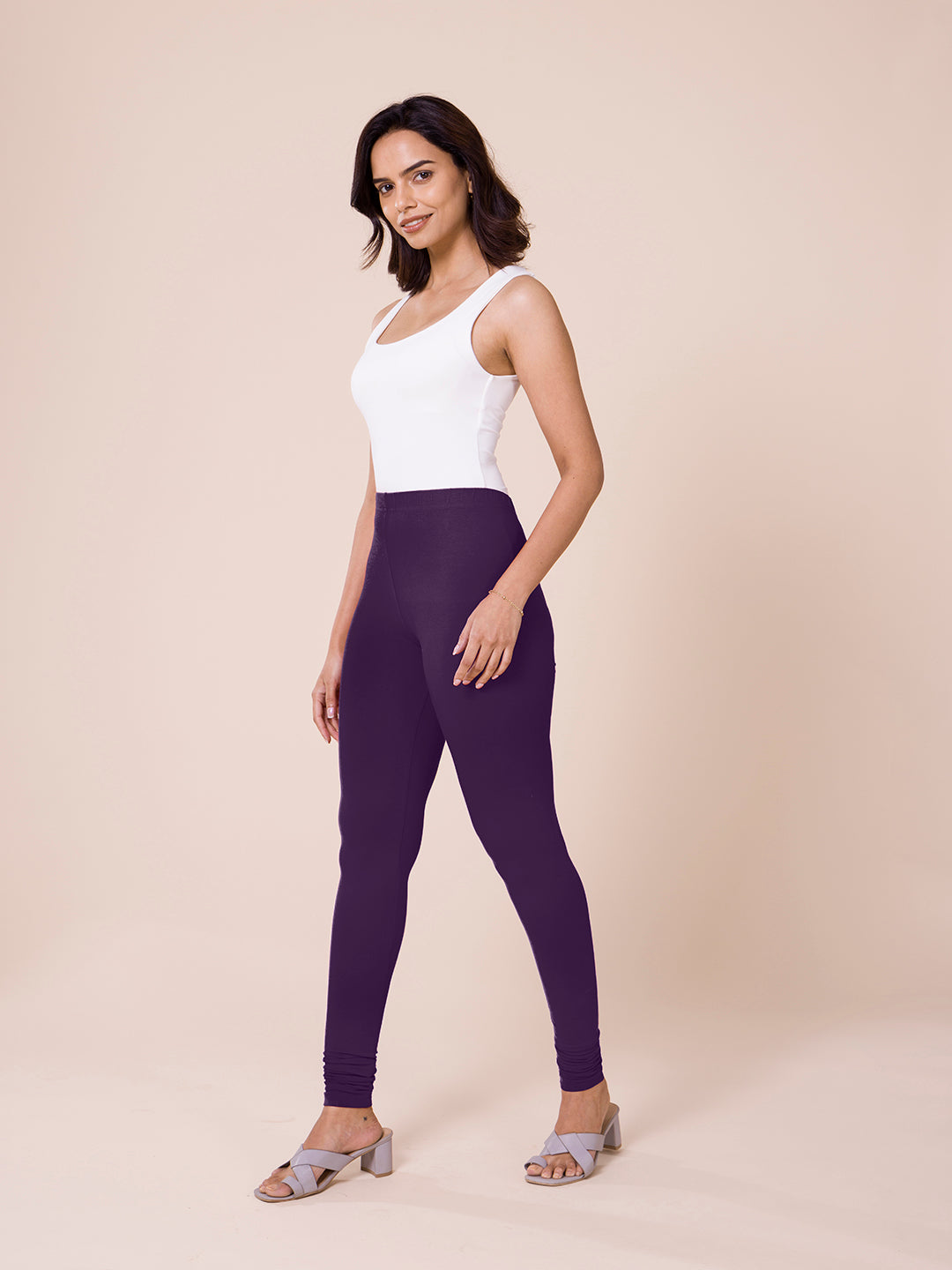 Black Currant Cotton Stretch Churidar