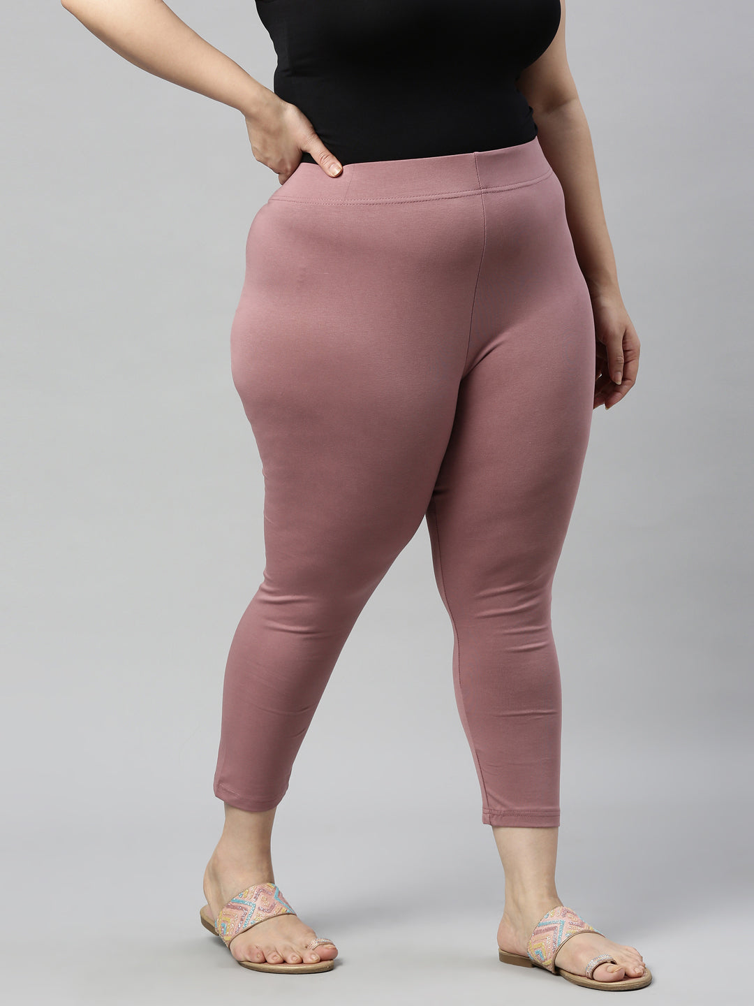 Dusty Voilet Cotton Stretch Cropped Leggings