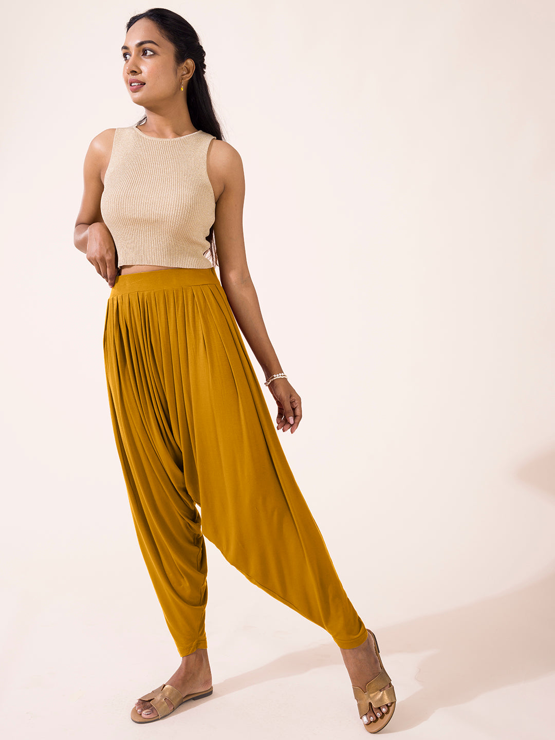 Mustard Viscose Stretch Patiala