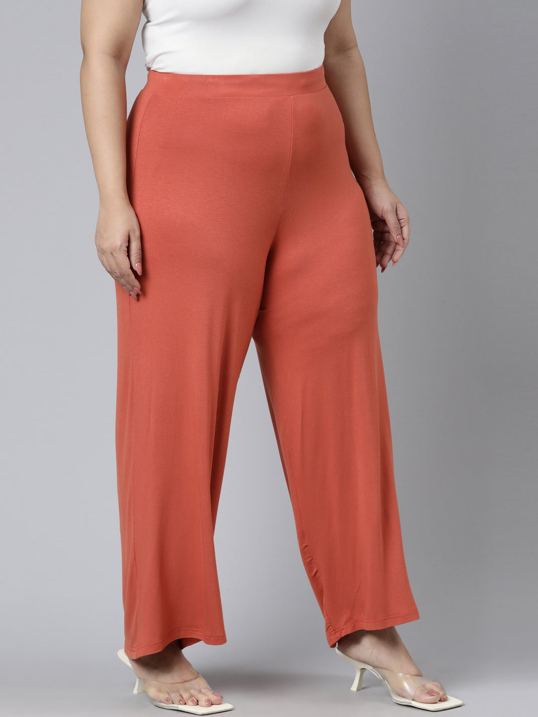 Rust Viscose Knit Palazzo