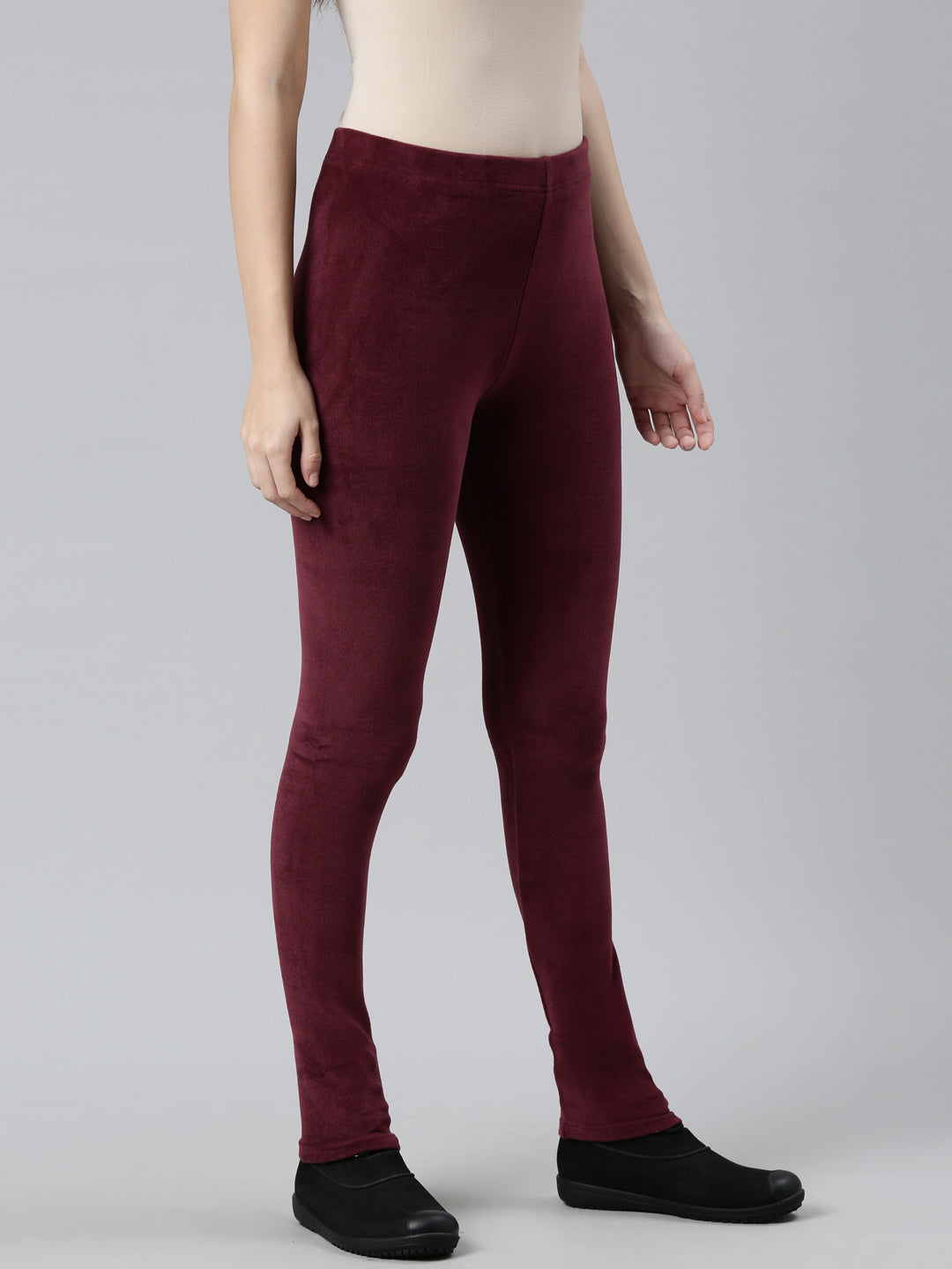 Maroon Velour Ultra Warm Leggings