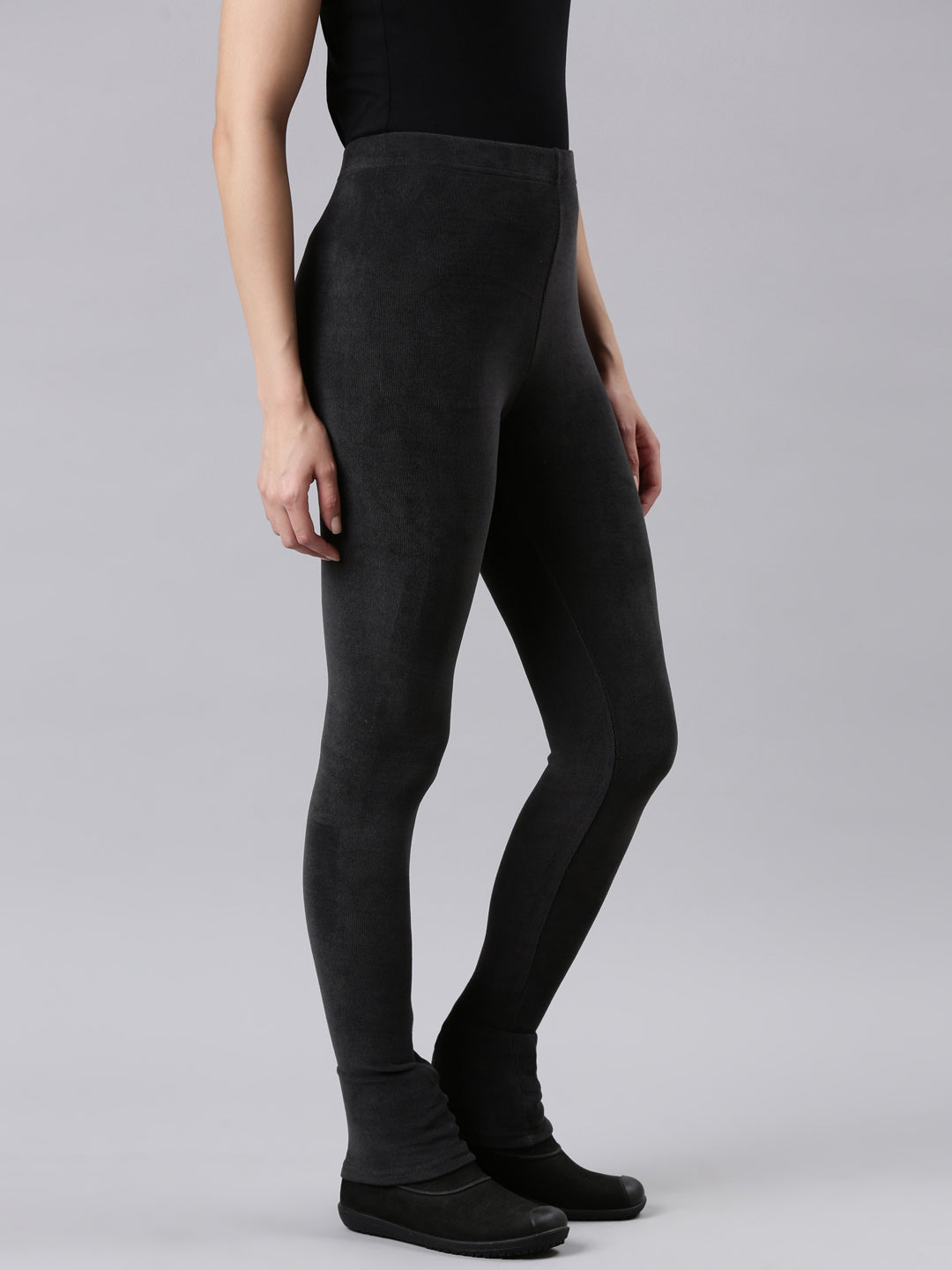 Silver Grey Velour Ultra Warm Leggings