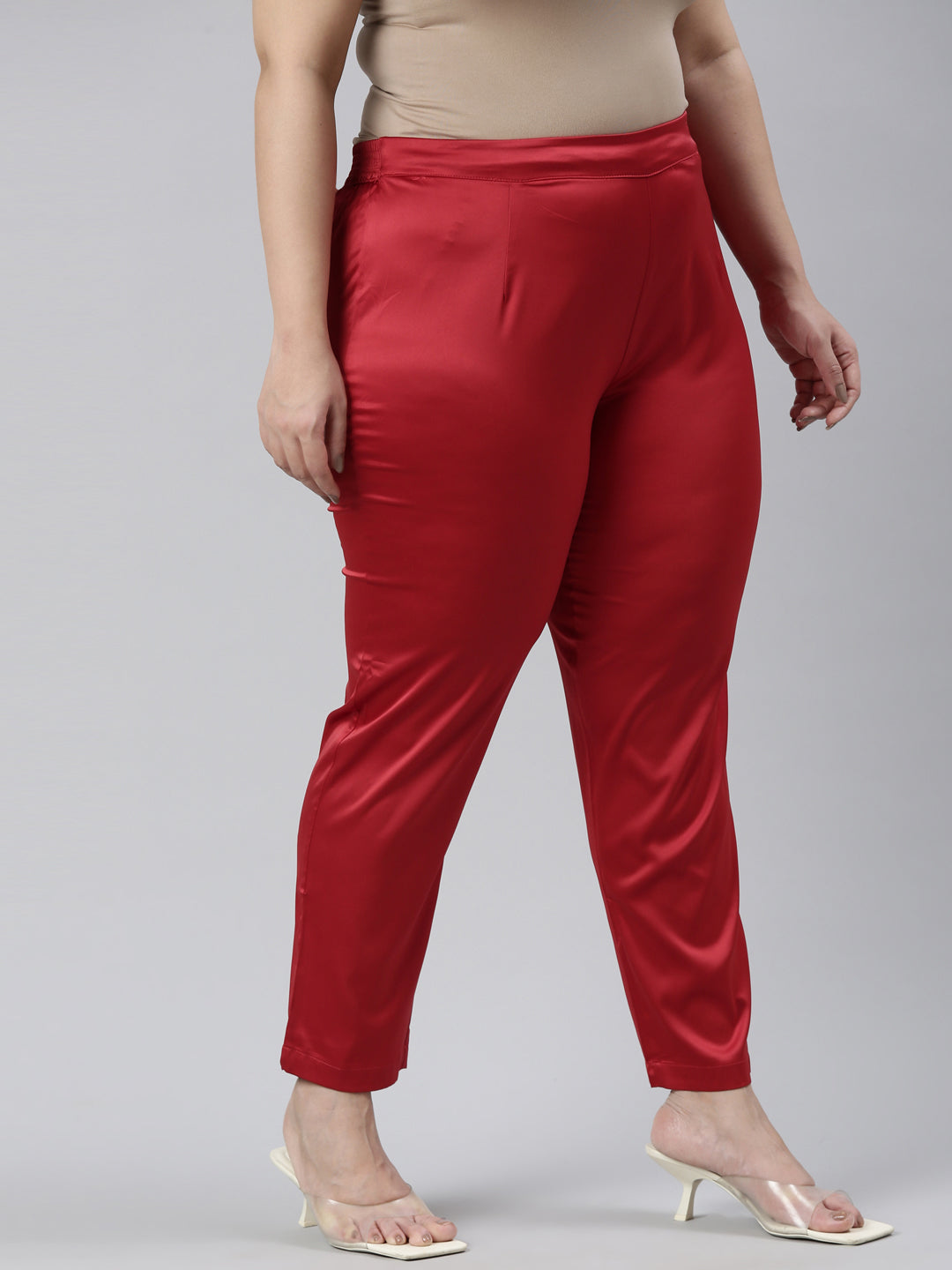 Cherry Polyester Shiny Pants