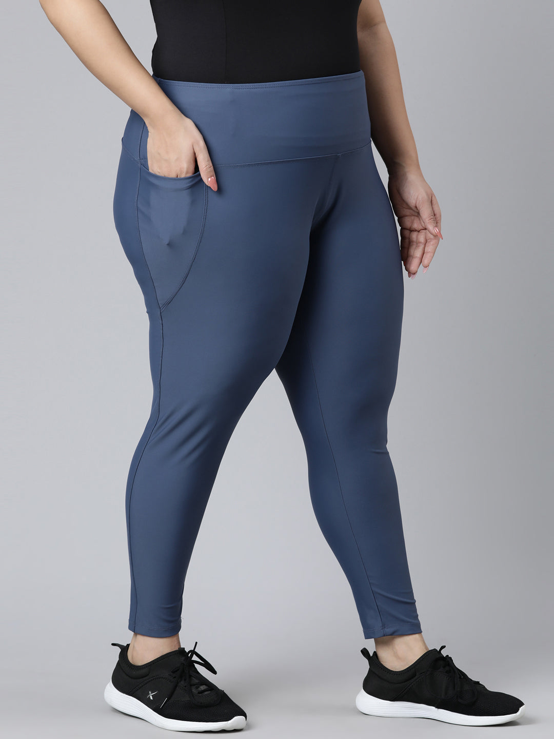 Jeans Blue Nylon Stretch Training Tights