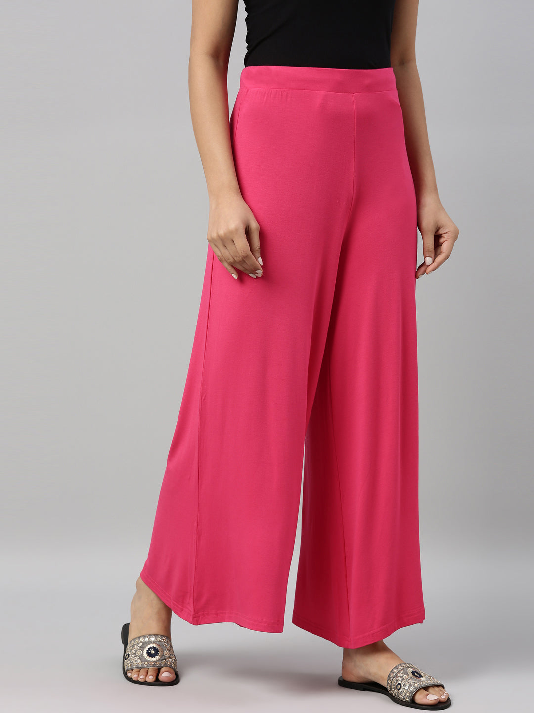 Young Fuchsia Viscose Knit Palazzo