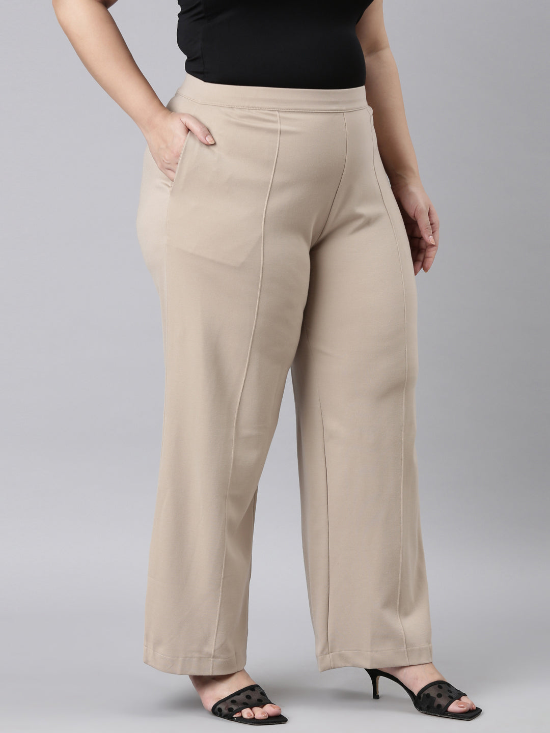 Beige Roma Ponte Wide Pants