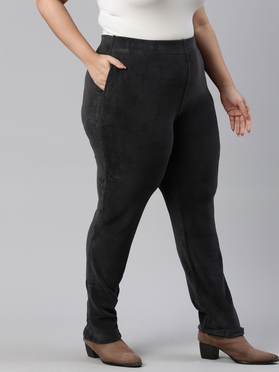 Silver Grey Velour Ultra Warm Pants