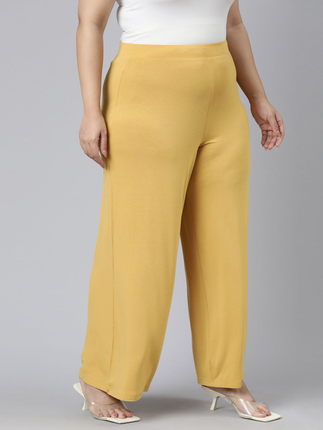 Golden Yellow Viscose Knit Palazzo