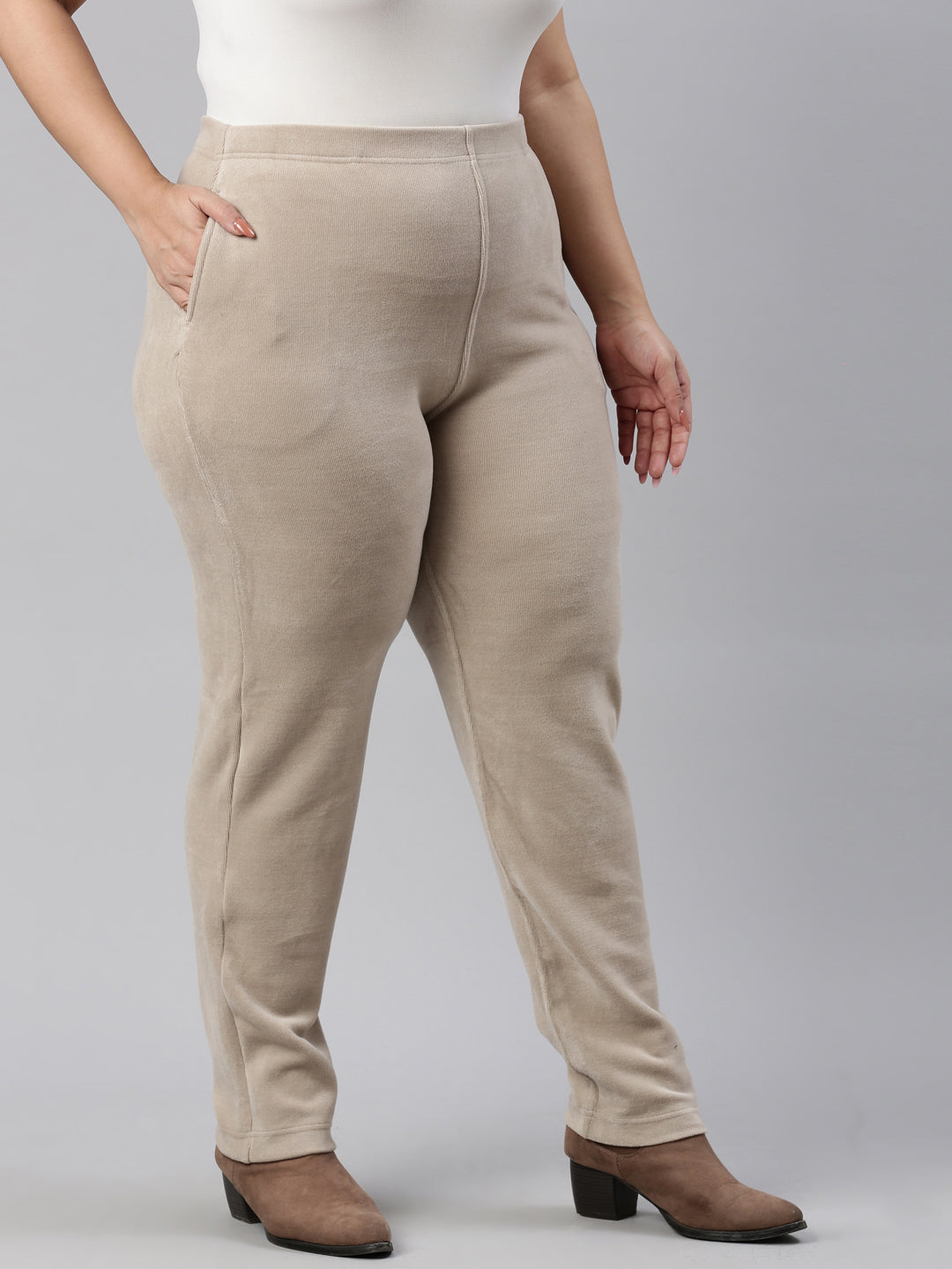 Beige Velour Ultra Warm Pants