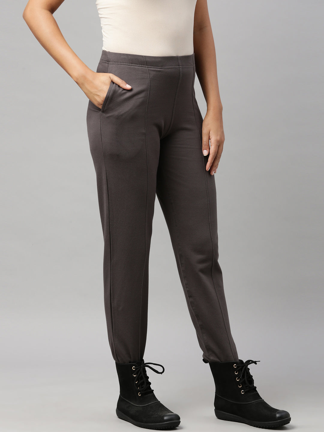 Silver Grey Fleece Warm Kurti Pants