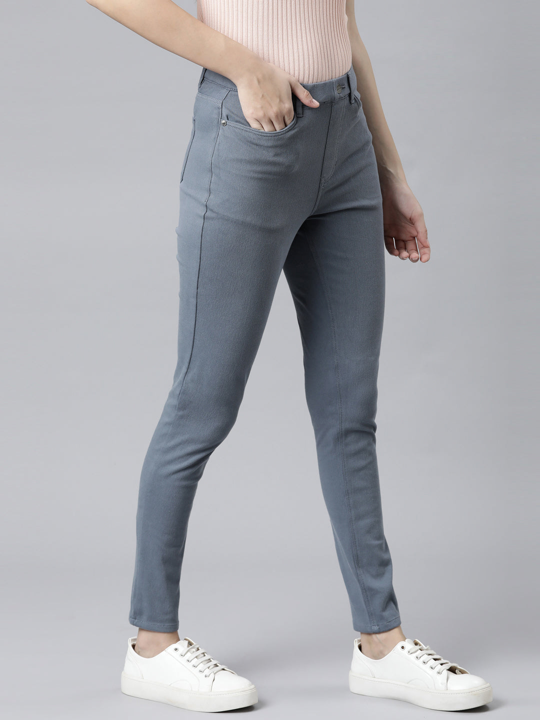 Jeans Blue Cotton Polyester Super Stretch Jeggings