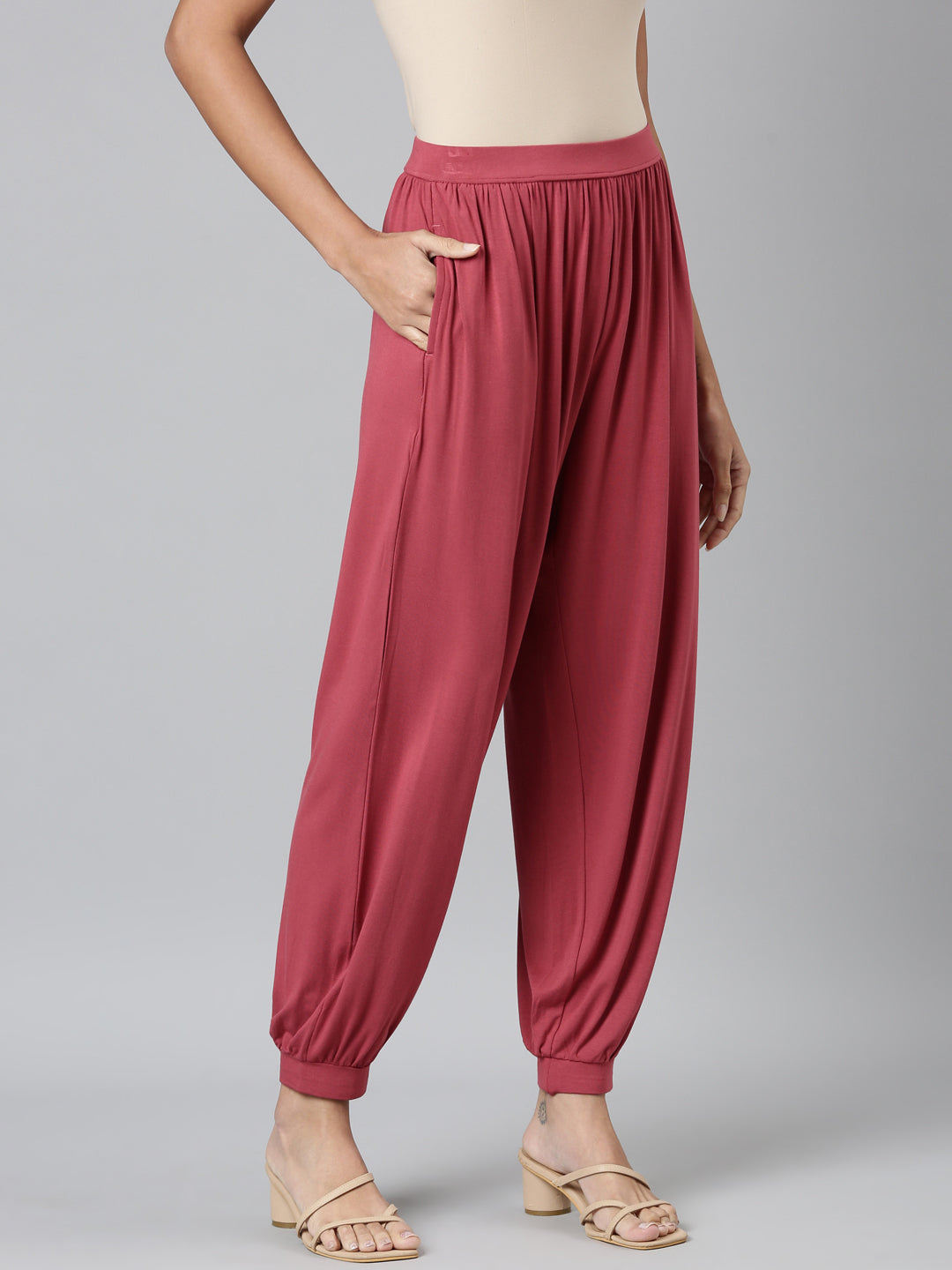 Rusty Pink Viscose Stretch Harems