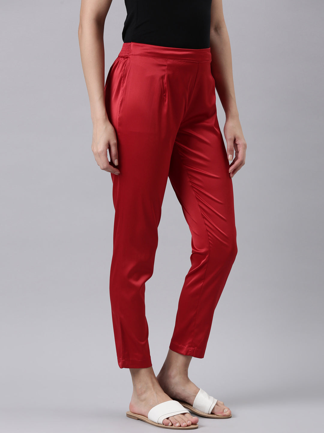 Cherry Polyester Shiny Pants