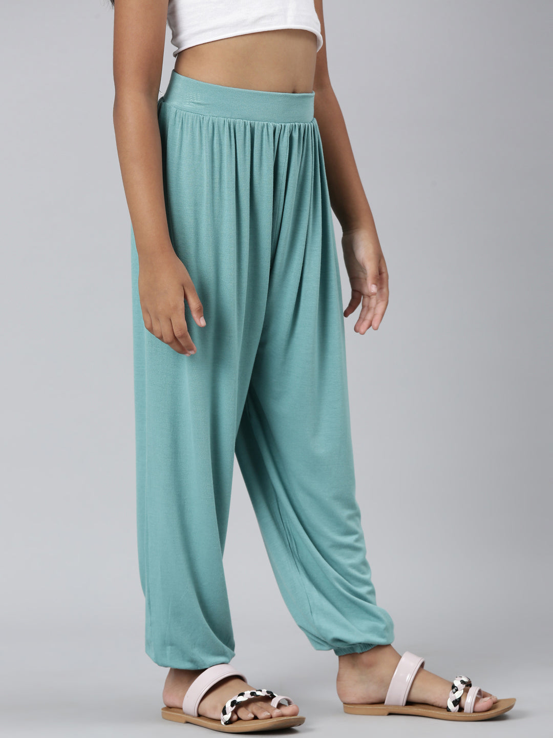 Dark Mint Viscose Stretch Harem