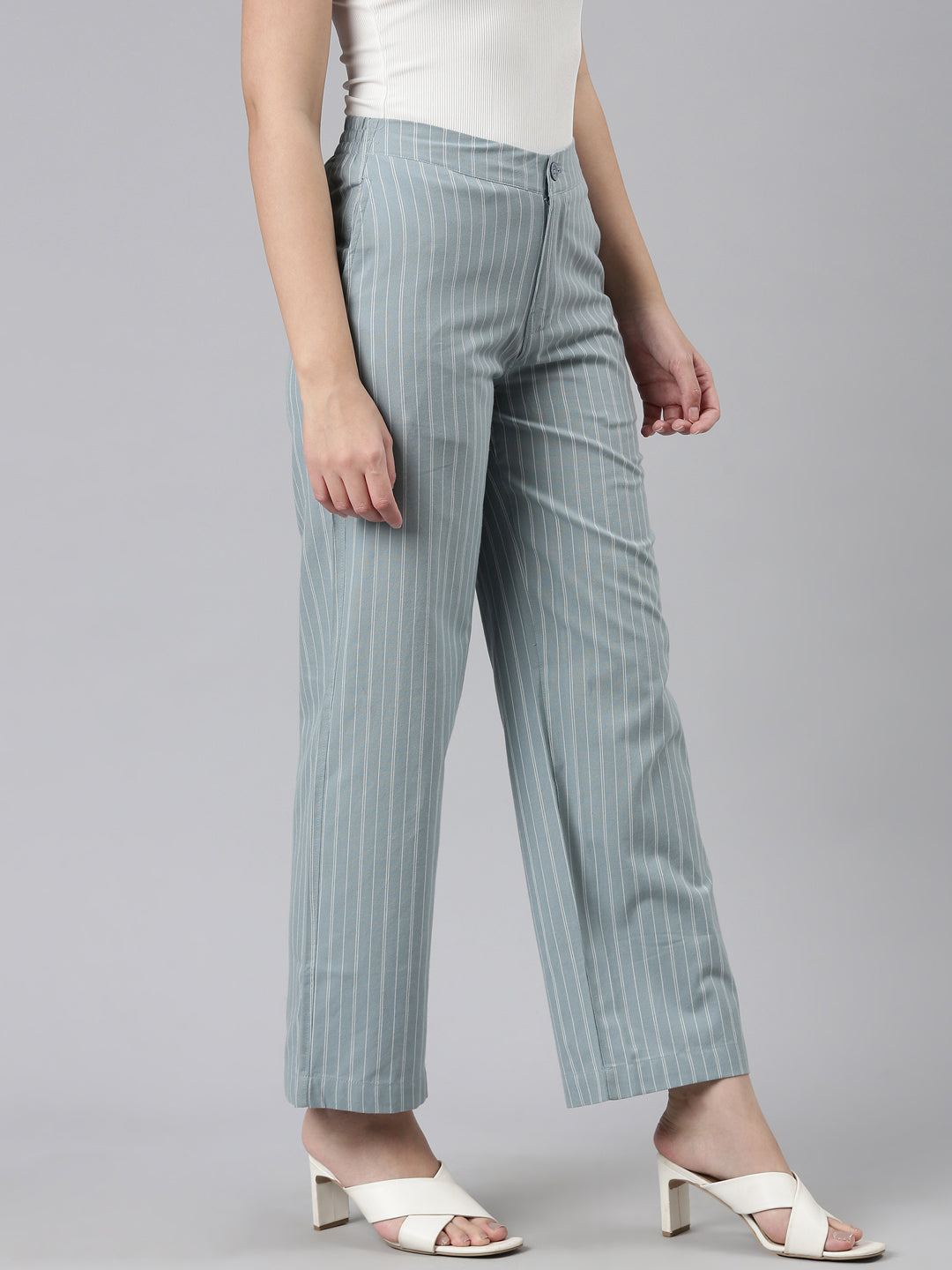 Blue Cotton Stripes Cargo Pant