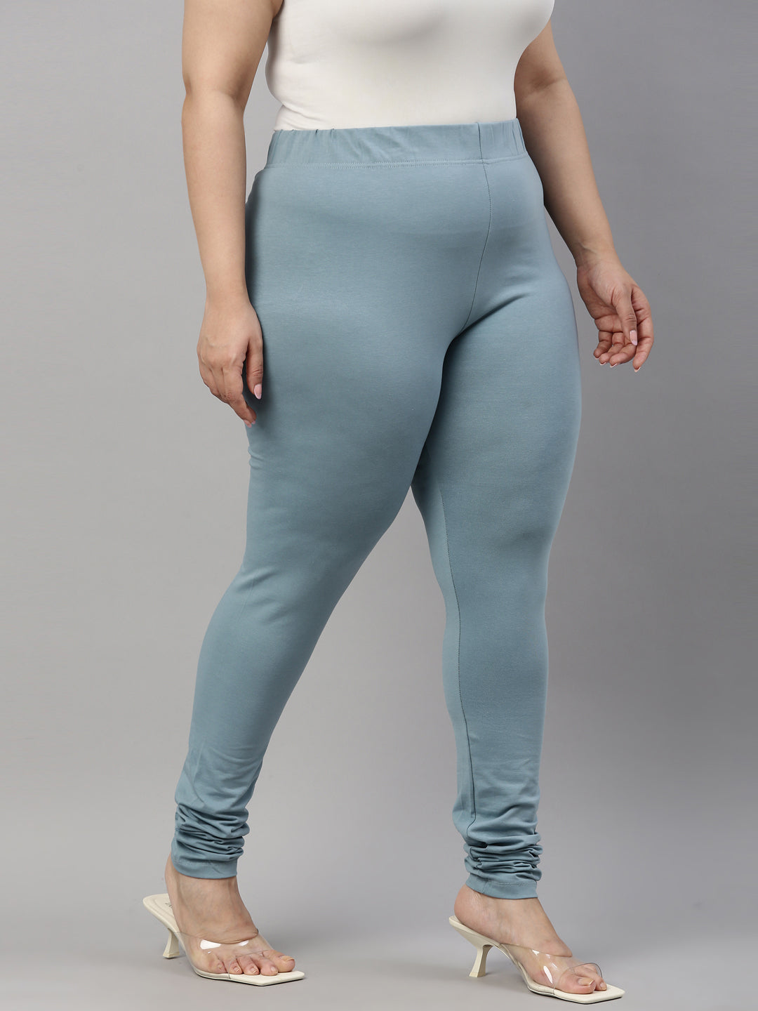 Dusty Blue Cotton Stretch Churidar