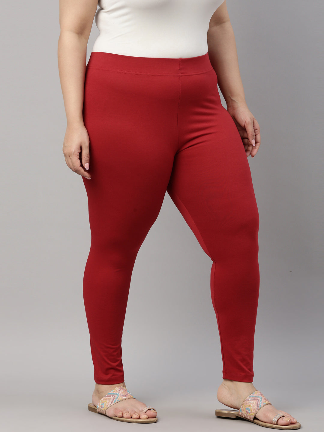 Cherry Cotton Stretch Ankle Length Leggings-Tall