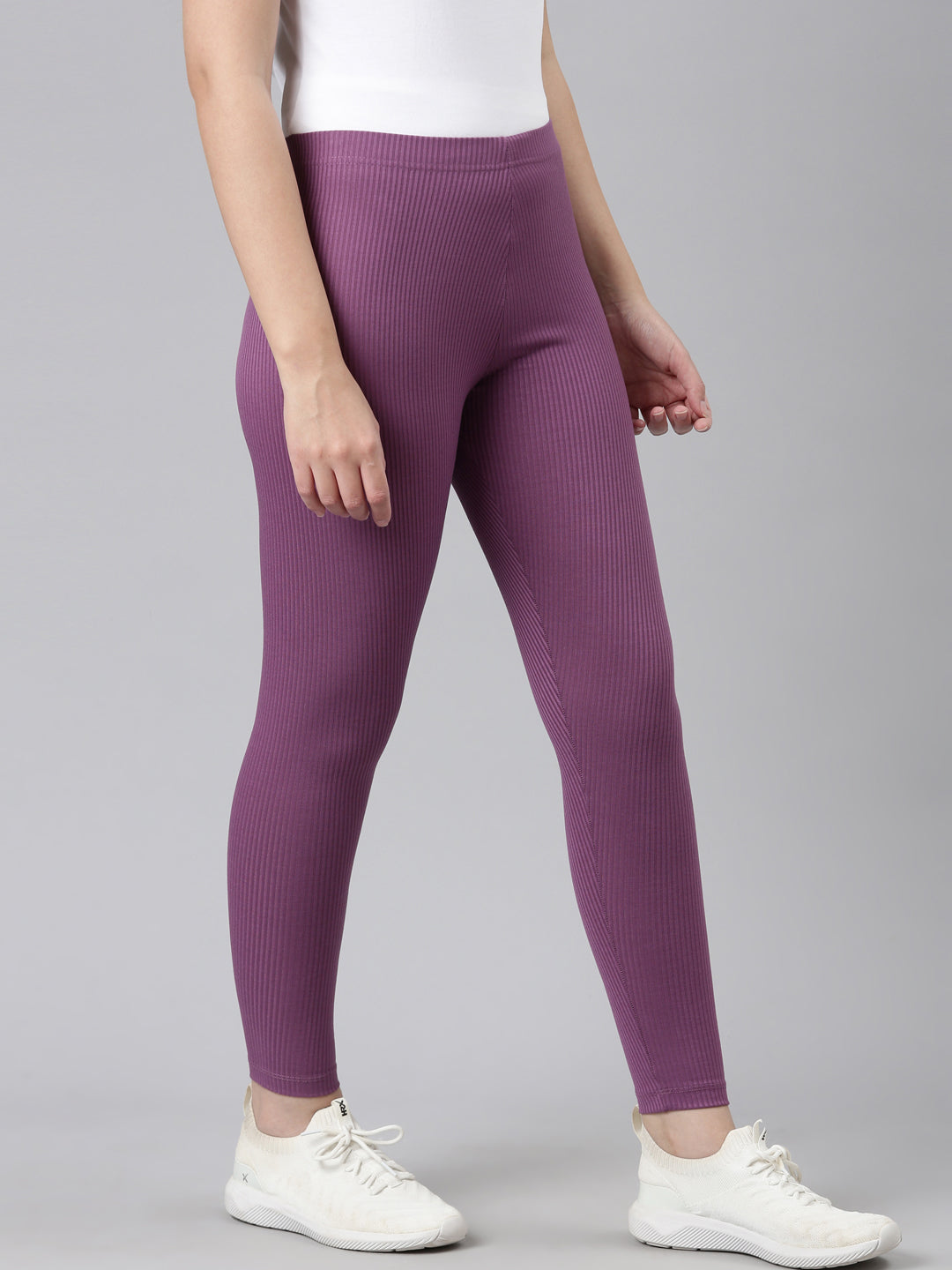 Lilac Drop Needle Fabric Rib Leggings