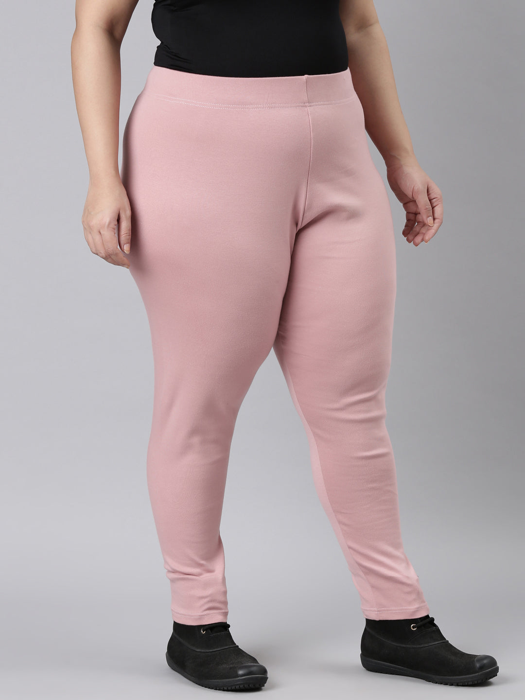 Baby Pink Cotton Stretch Ribbed warm Leggings