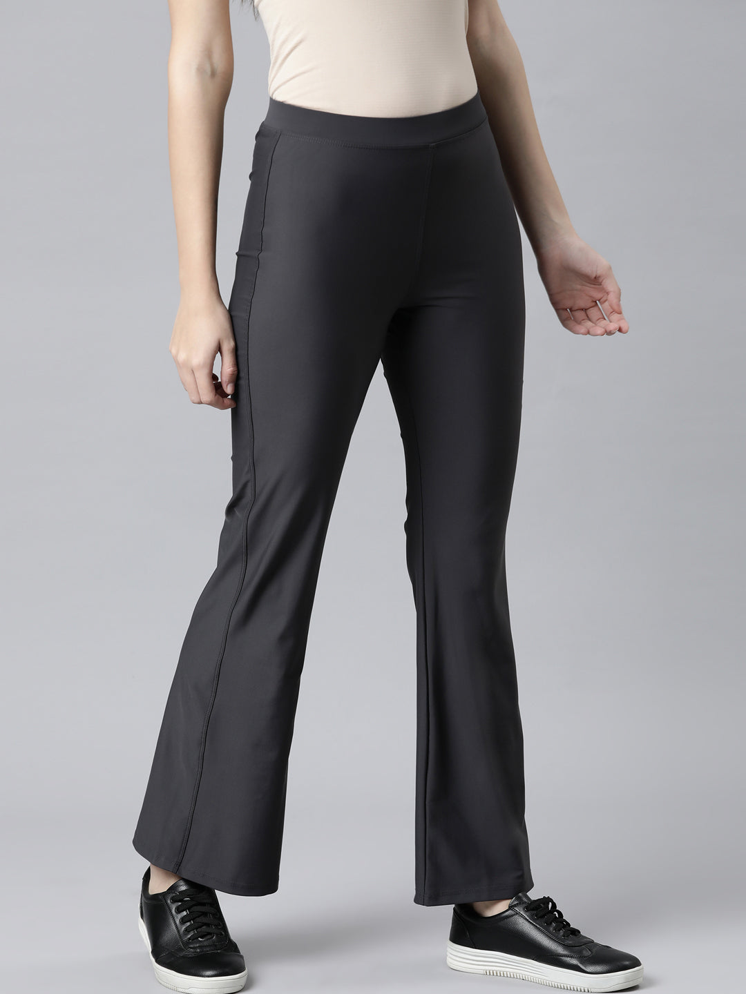 Silver Grey Nylon Stretch Bell Bottom
