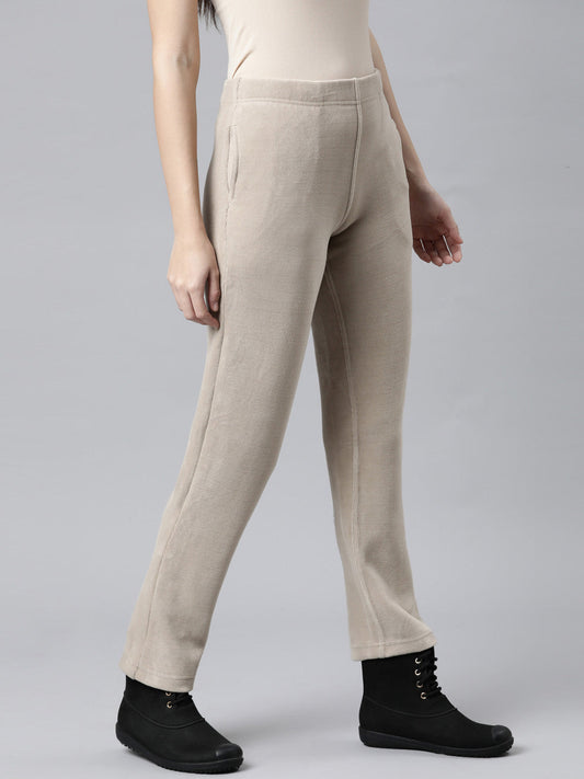 Beige Velour Ultra Warm Pants