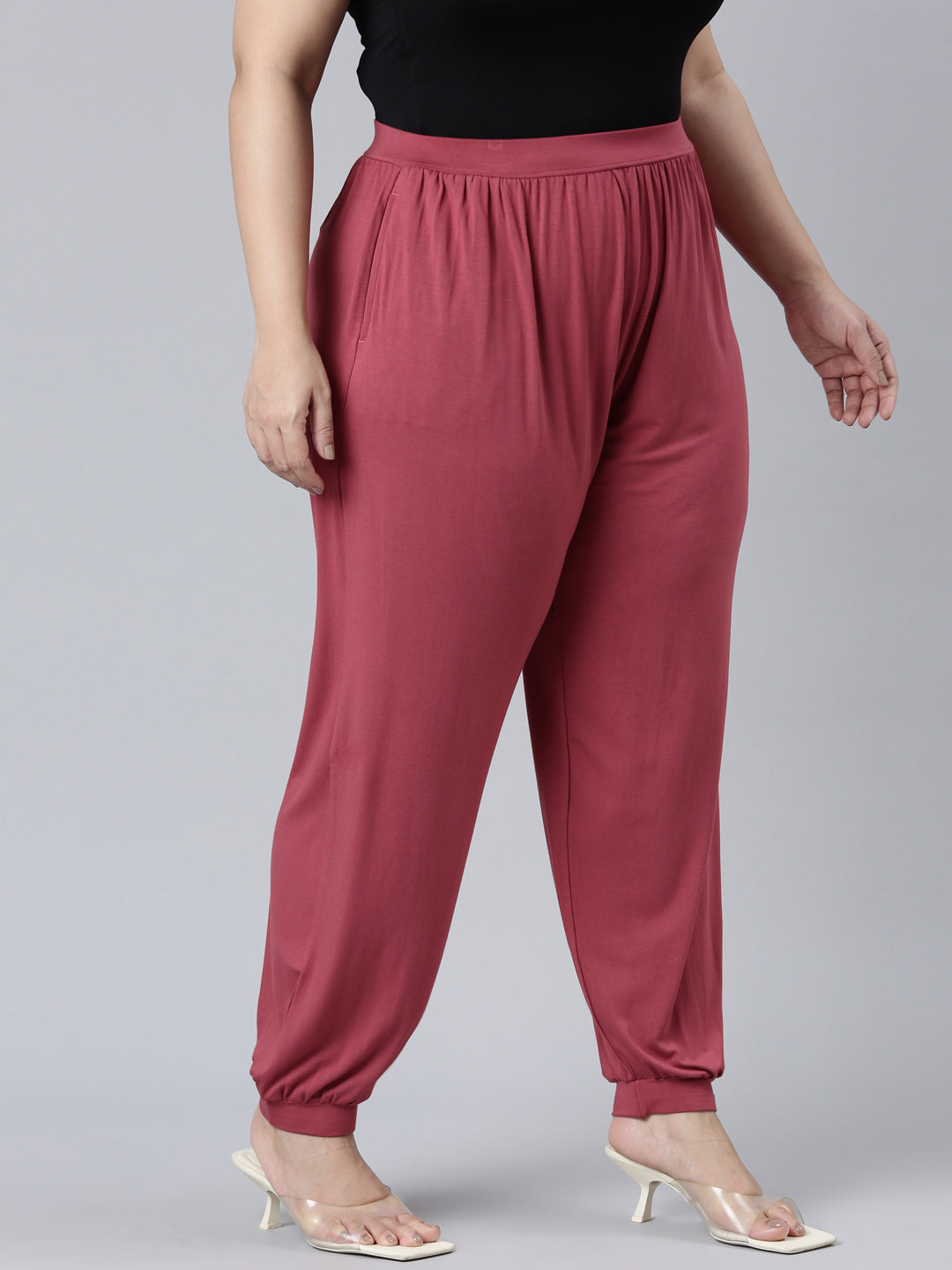 Rusty Pink Viscose Stretch Harems