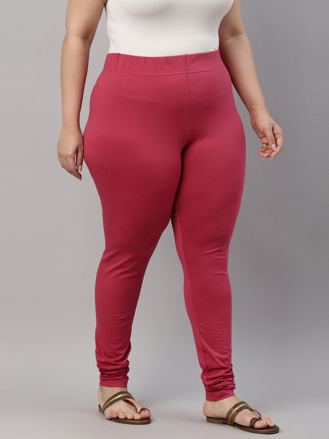 Medium Pink Cotton Stretch Churidar